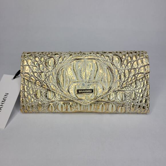 BRAHMIN Veronica Hologram Melbourne Gold Wallet Genuine Leather Iridescent NWT - Picture 2 of 12